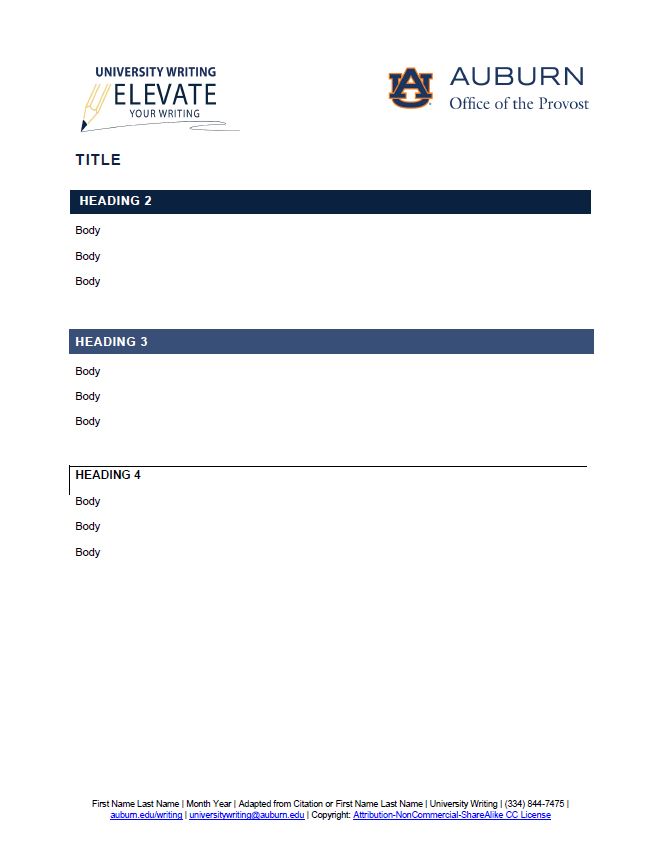 Snapshot of accessible word document template